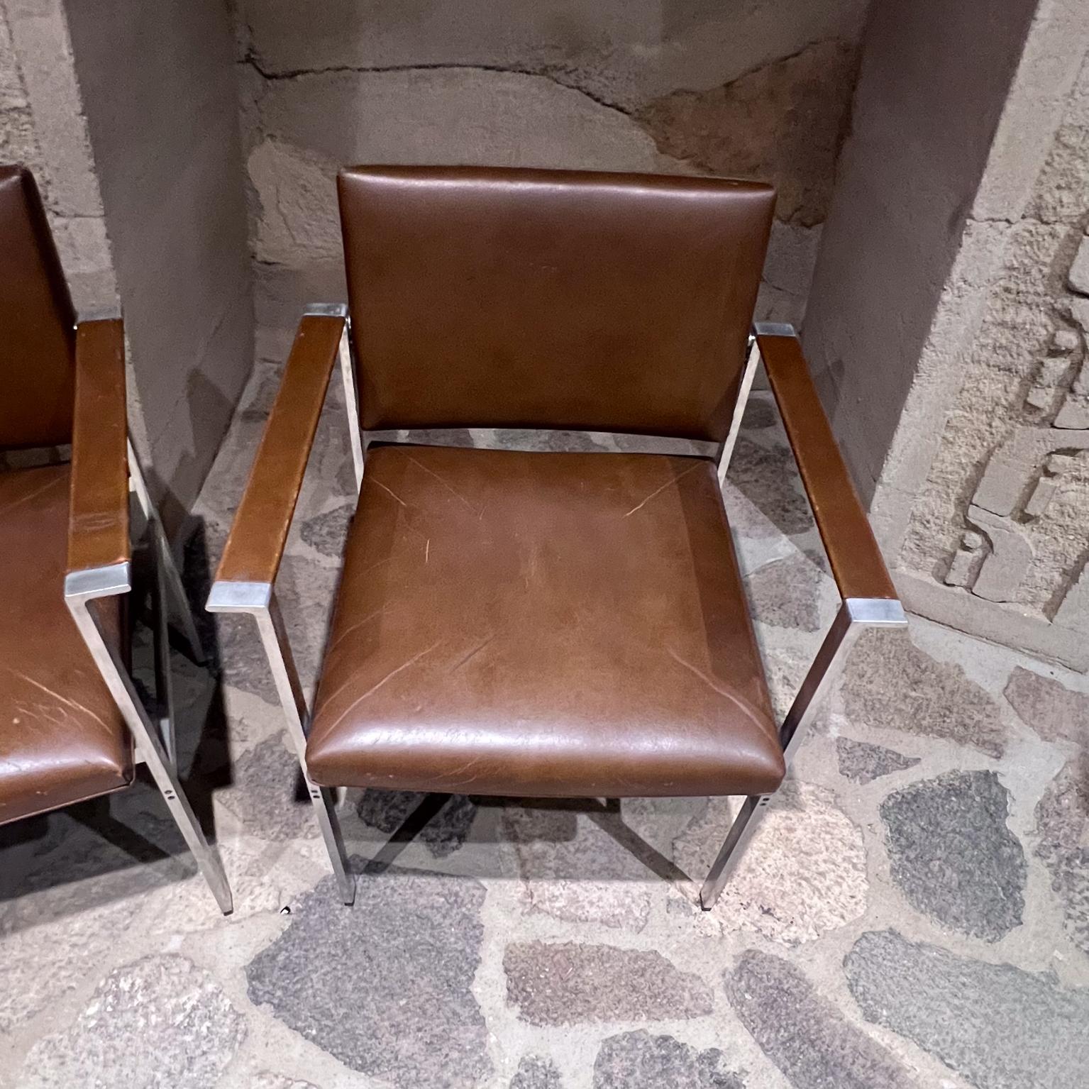 1950s Vintage Brown Brown Leather Paddle Chairs Set of Four en vente 9