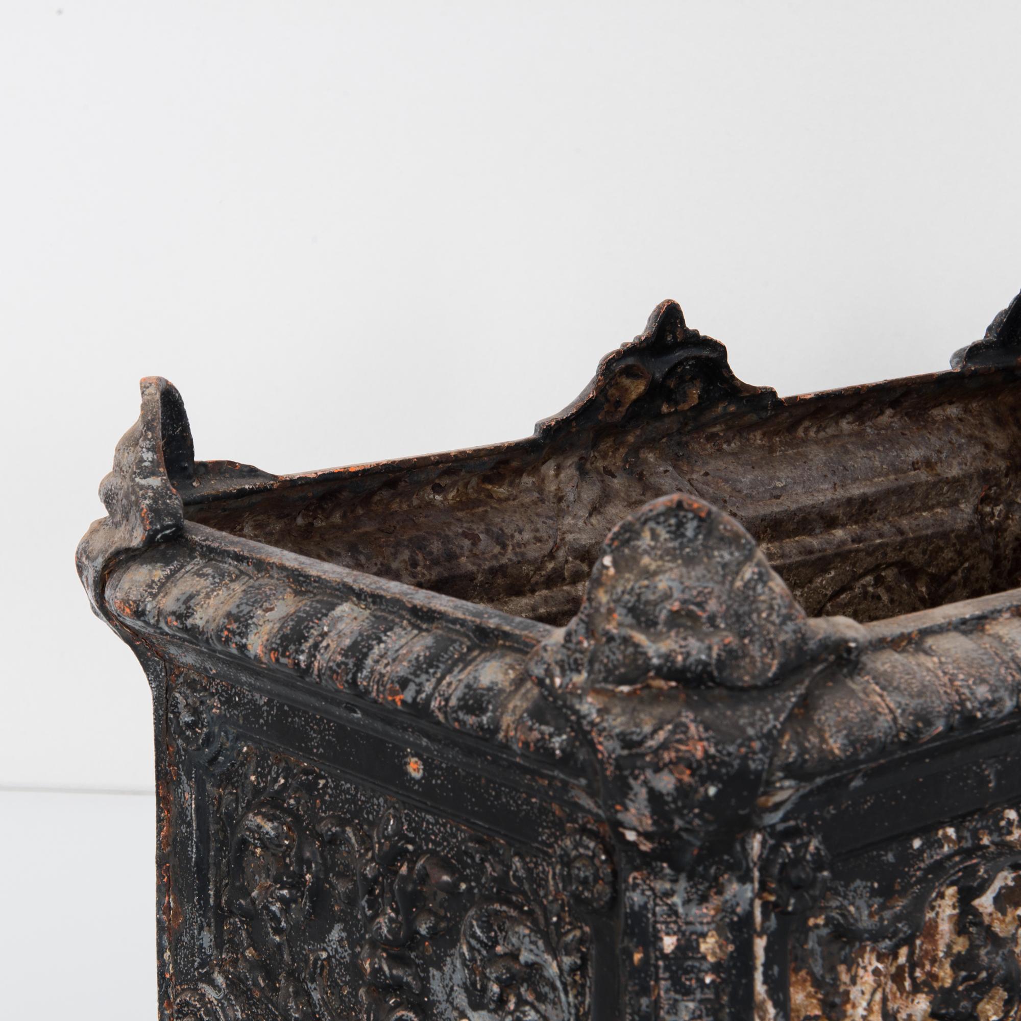 French 1950s Vintage Cast Iron Patinated Planter