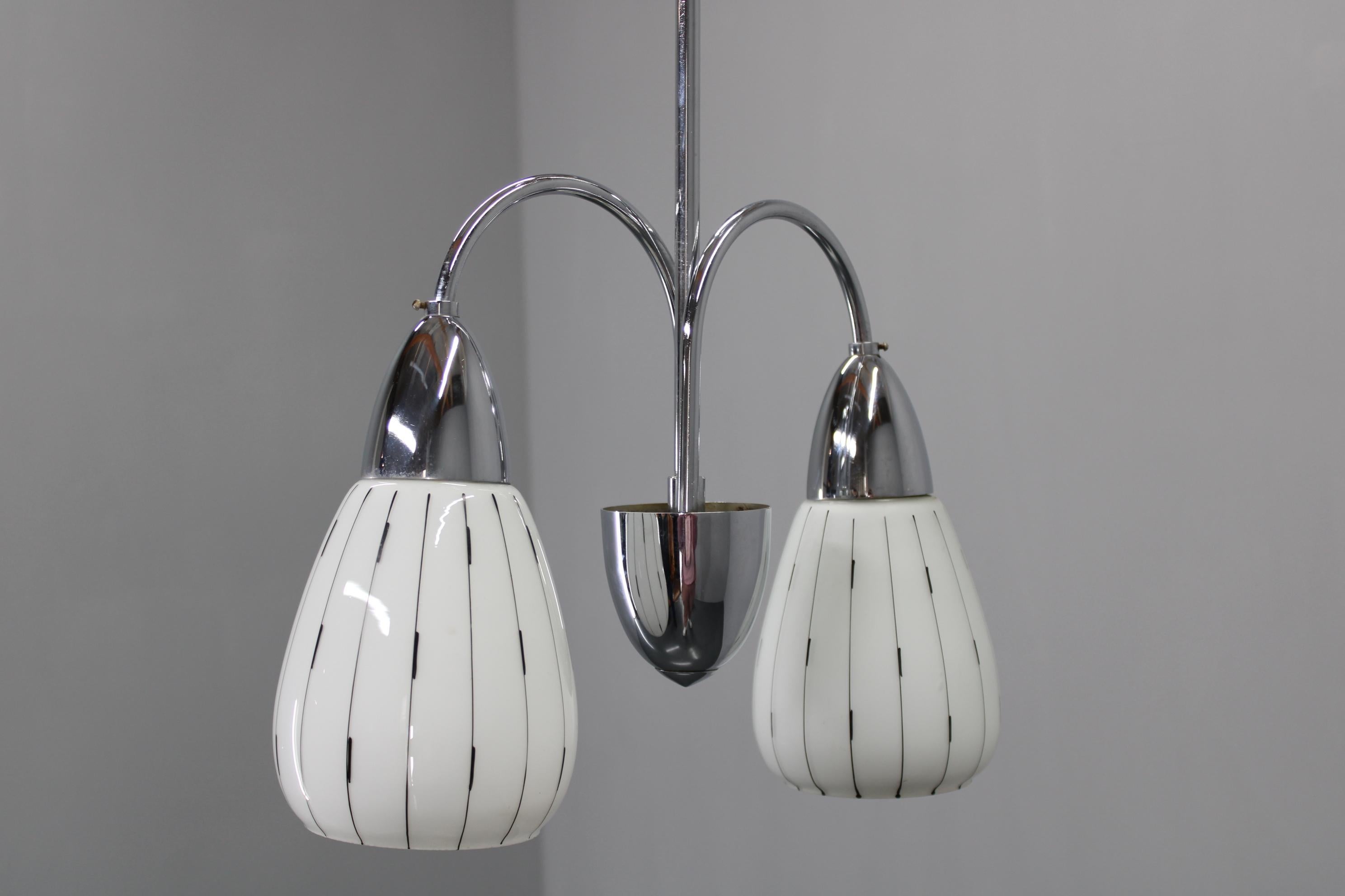 Metal 1950s Vintage Chandelier by Instala Decin, Czechoslovakia For Sale