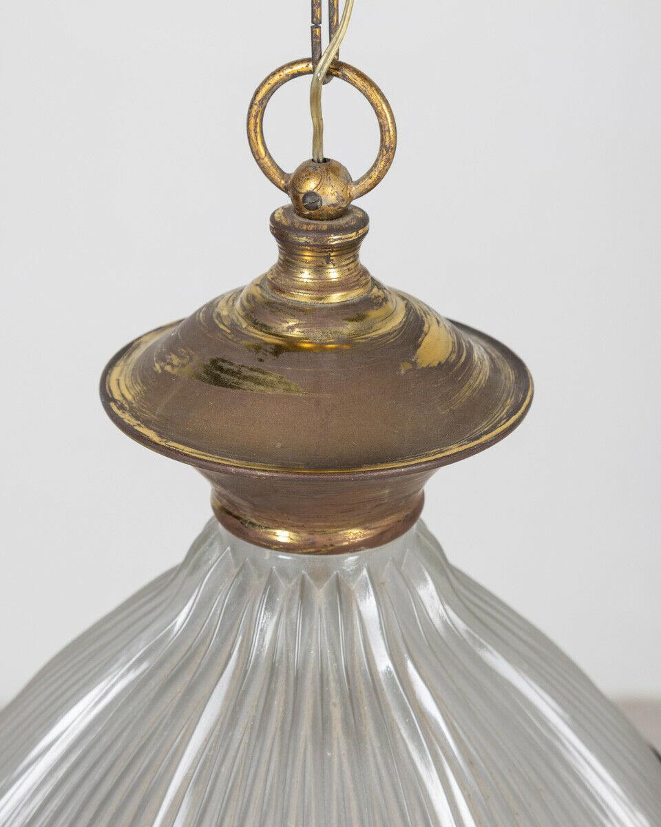 1950s Vintage Chandelier in Golden Brass and Glass Italian Design 2