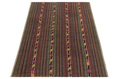 1950s Vintage Chaput Kilim in Colorful Pattern, Stripes Gradient by Rug & Kilim