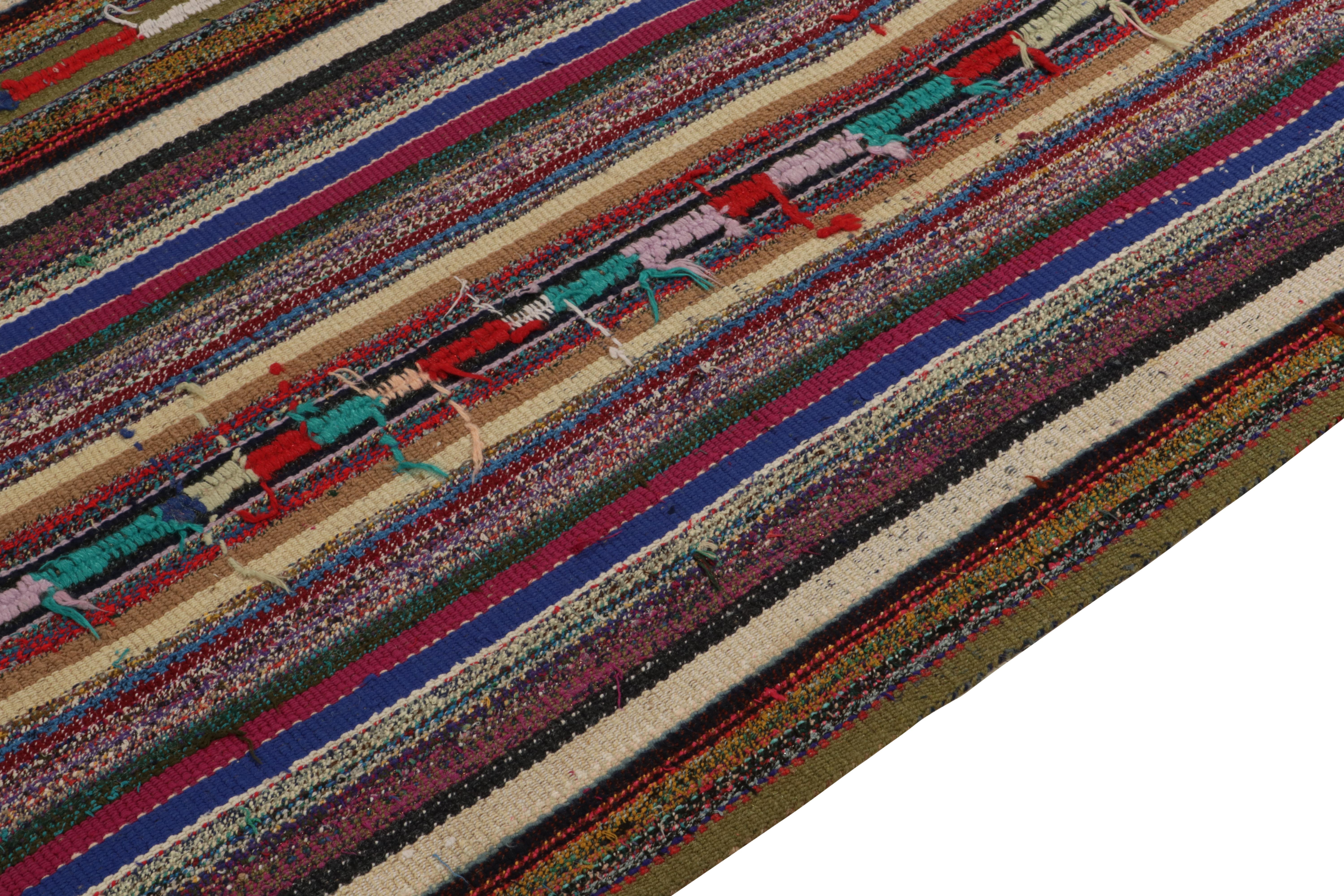 1950er Vintage Chaput Kilim in mehrfarbigen Streifenmustern von Rug & Kilim (Handgeknüpft) im Angebot