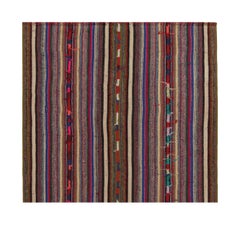 Kilim Chaput vintage del 1950 con motivi a strisce multicolore di Rug & Kilim