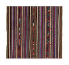 Kilim Chaput vintage del 1950 con motivi a strisce multicolore di Rug & Kilim