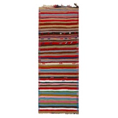 1950s Retro Chaput Kilim in Rainbow Stripes, Geometric Rug by Rug & Kilim