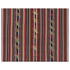 1950er Vintage Chaput Kilim Teppich in Braun Multicolor Streifenmuster von Rug & Kilim