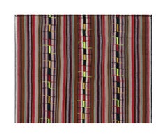 Tappeto Chaput Kilim vintage del 1950 con motivo a strisce marrone e multicolore di Rug & Kilim