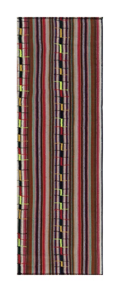 1950s Vintage Chaput Kilim Rug in Brown Multicolor Stripe Pattern by Rug & Kilim