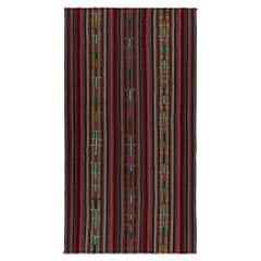 1950s Vintage Chaput Kilim Rug in Multicolor Striped Patterns, by Rug & Kilim