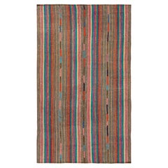 1950s Vintage Chaput Kilim Rug in Multicolor Striped Patterns, by Rug & Kilim