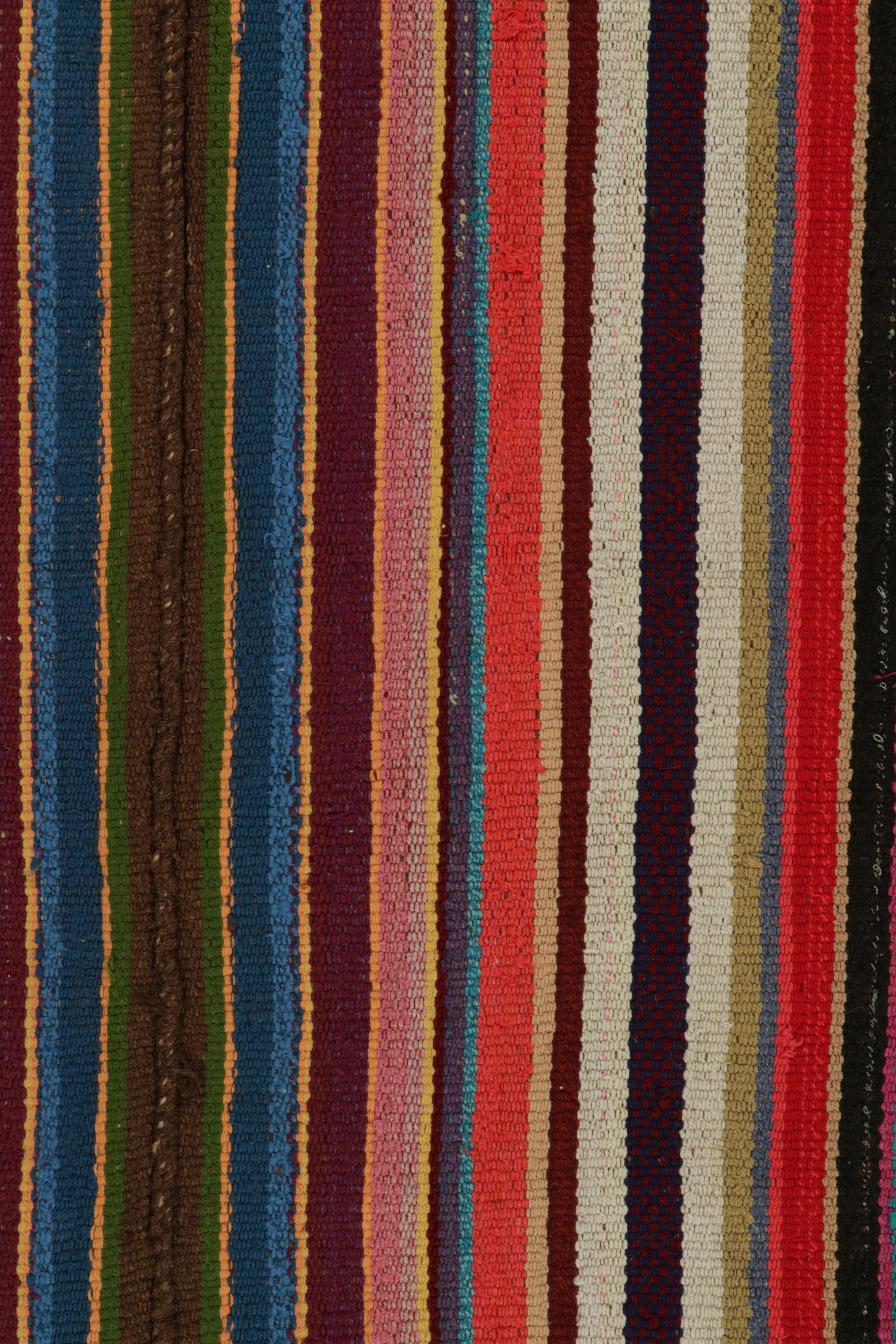 Hand-Knotted 1950s Vintage Chaput Kilim Rug in Multicolor Stripes, Patterns by Rug & Kilim For Sale