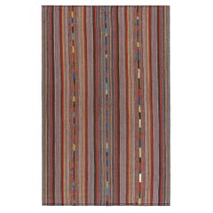 1950s Retro Chaput Kilim Rug in Polychromatic Stripe Patterns by Rug & Kilim