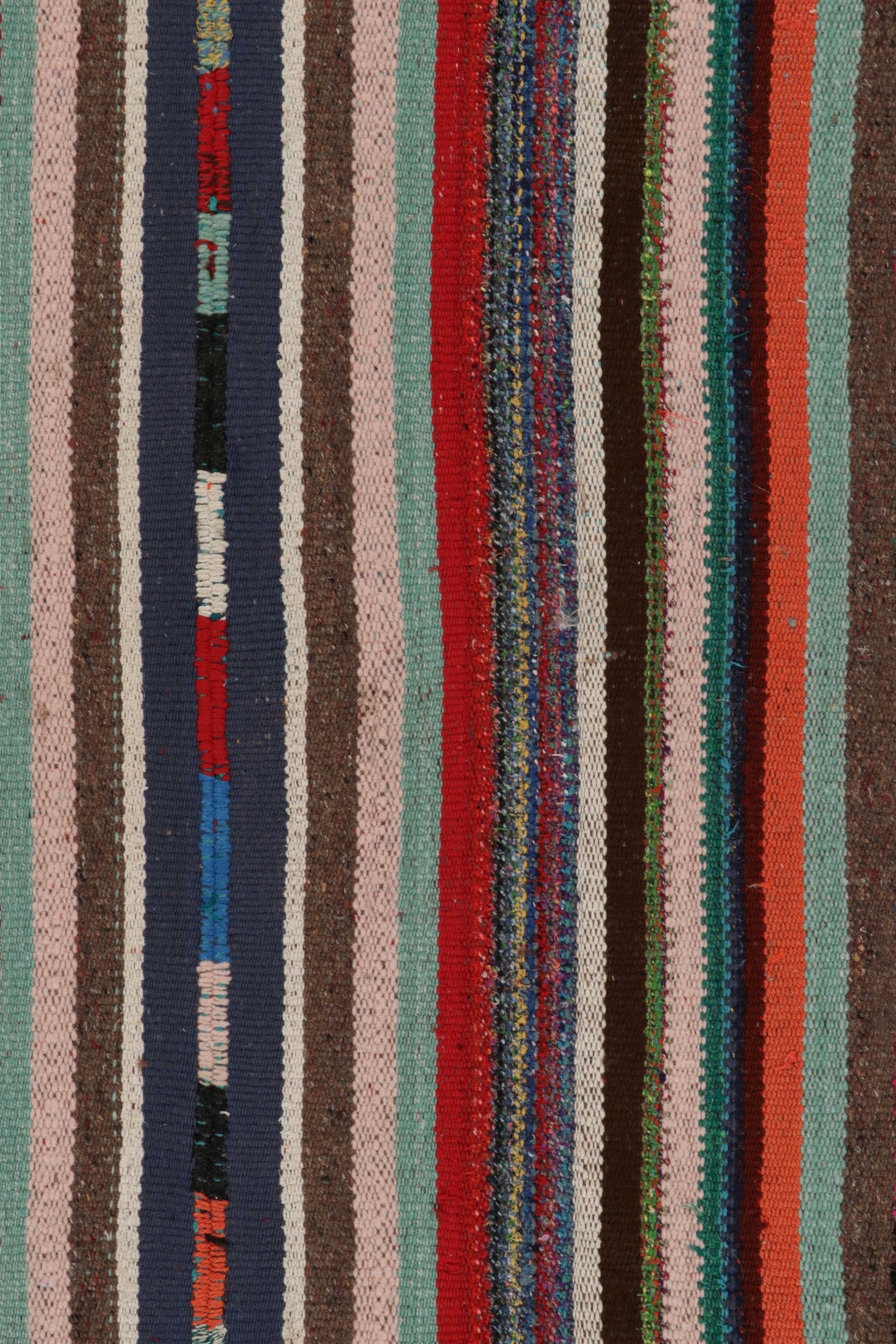 1950er Jahre Vintage Chaput-Kelim-Teppich in Streifenmuster, mehrfarbig von Teppich & Kelim im Zustand „Gut“ im Angebot in Long Island City, NY