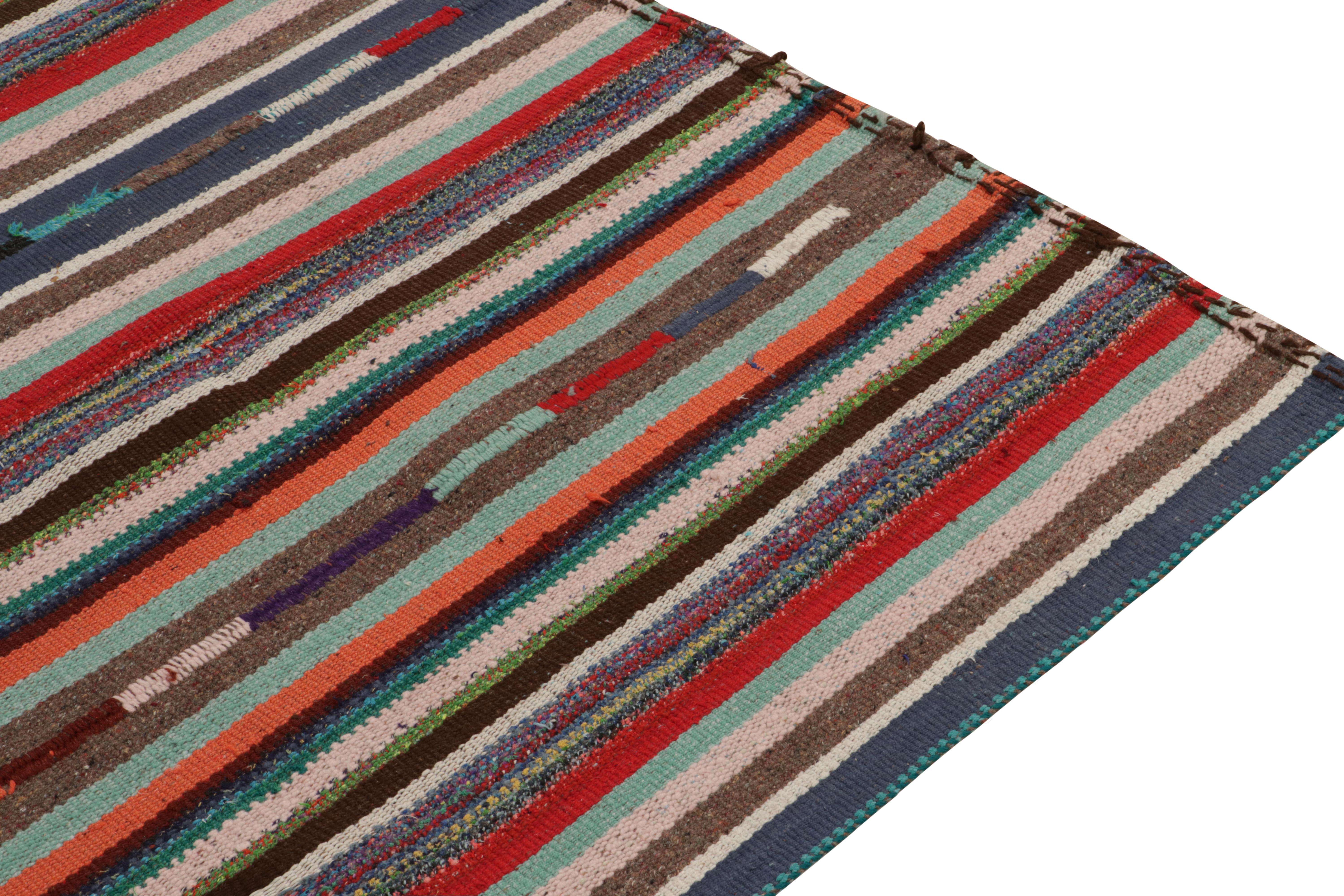 1950er Jahre Vintage Chaput-Kelim-Teppich in Streifenmuster, mehrfarbig von Teppich & Kelim (Mitte des 20. Jahrhunderts) im Angebot