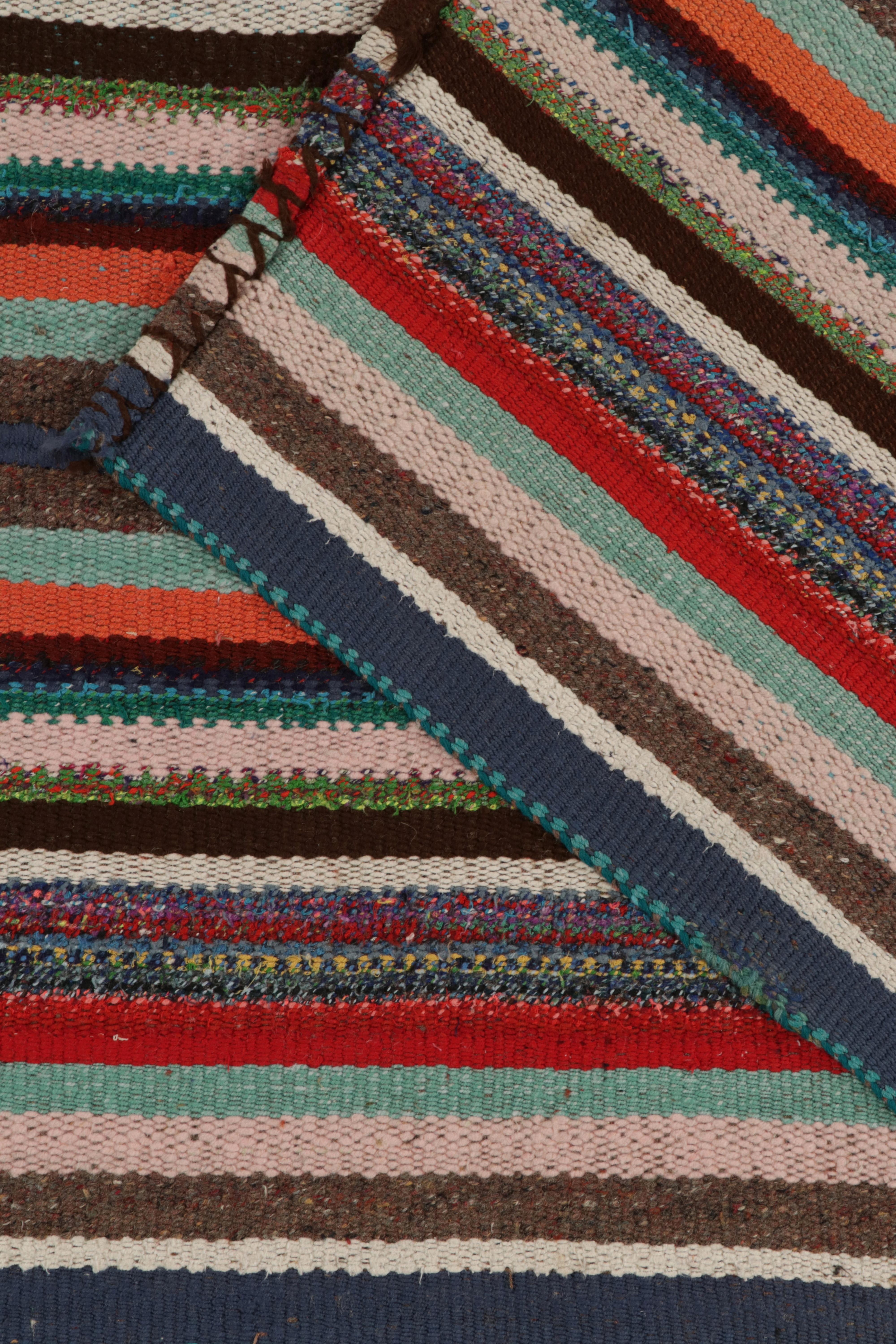 1950er Jahre Vintage Chaput-Kelim-Teppich in Streifenmuster, mehrfarbig von Teppich & Kelim (Wolle) im Angebot