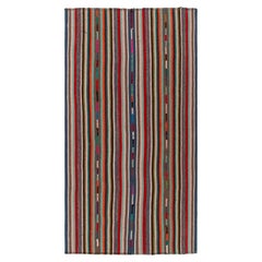 1950s Retro Chaput Kilim Rug in Stripe Patterns, Multicolor by Rug & Kilim