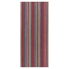 1950s Vintage Chaput Kilim Rug in Stripes, Multicolor Patterns by Rug & Kilim