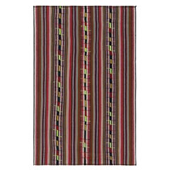 1950s Vintage Chaput Kilim Rug in Brown Multicolor Stripe Pattern by Rug & Kilim