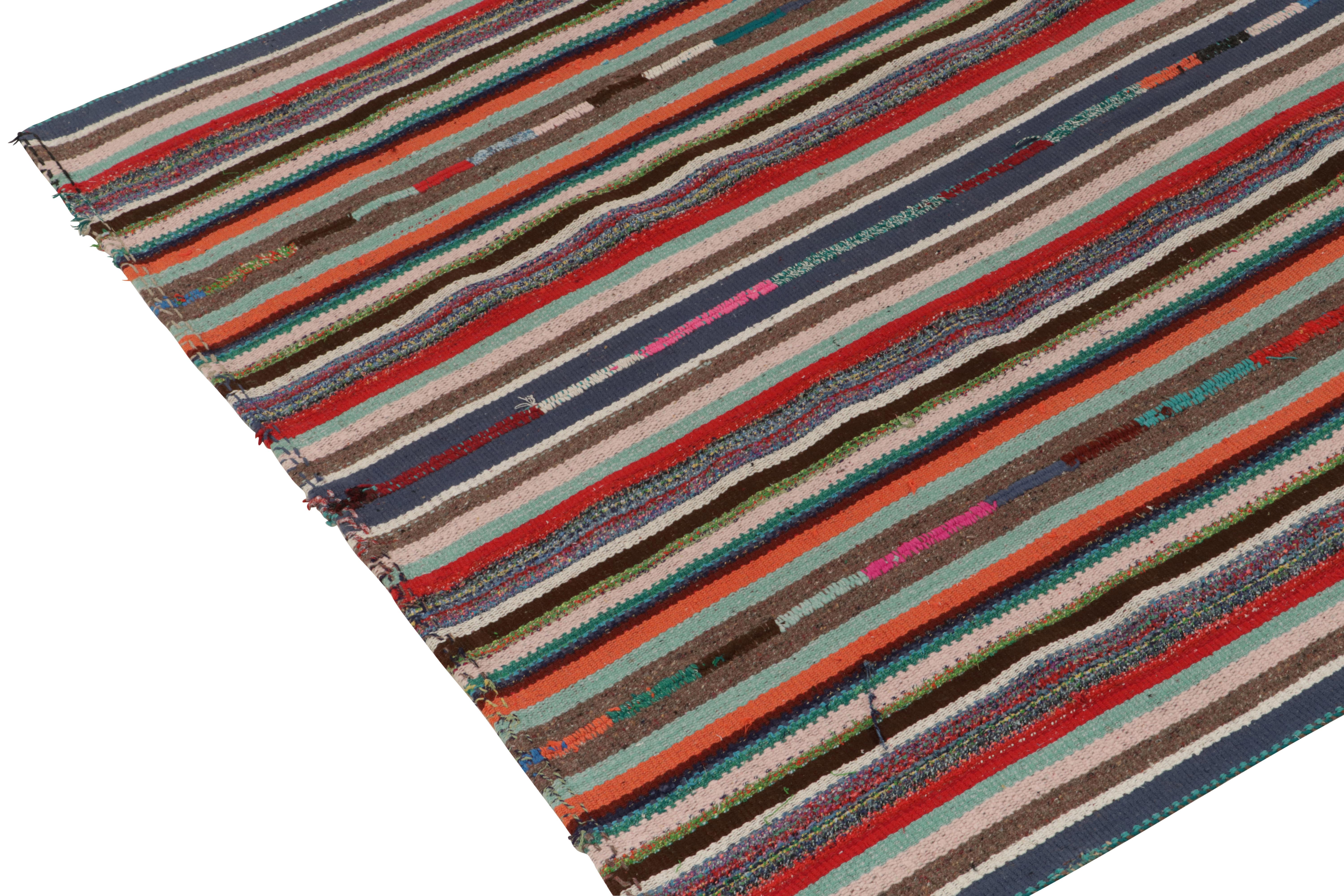 1950er Vintage Chaput Kilim Teppich in Streifenmustern, mehrfarbig von Rug & Kilim (Türkisch) im Angebot