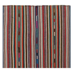 Tappeto Chaput Kilim vintage del 1950 con motivi a strisce, Multicolore di Rug & Kilim