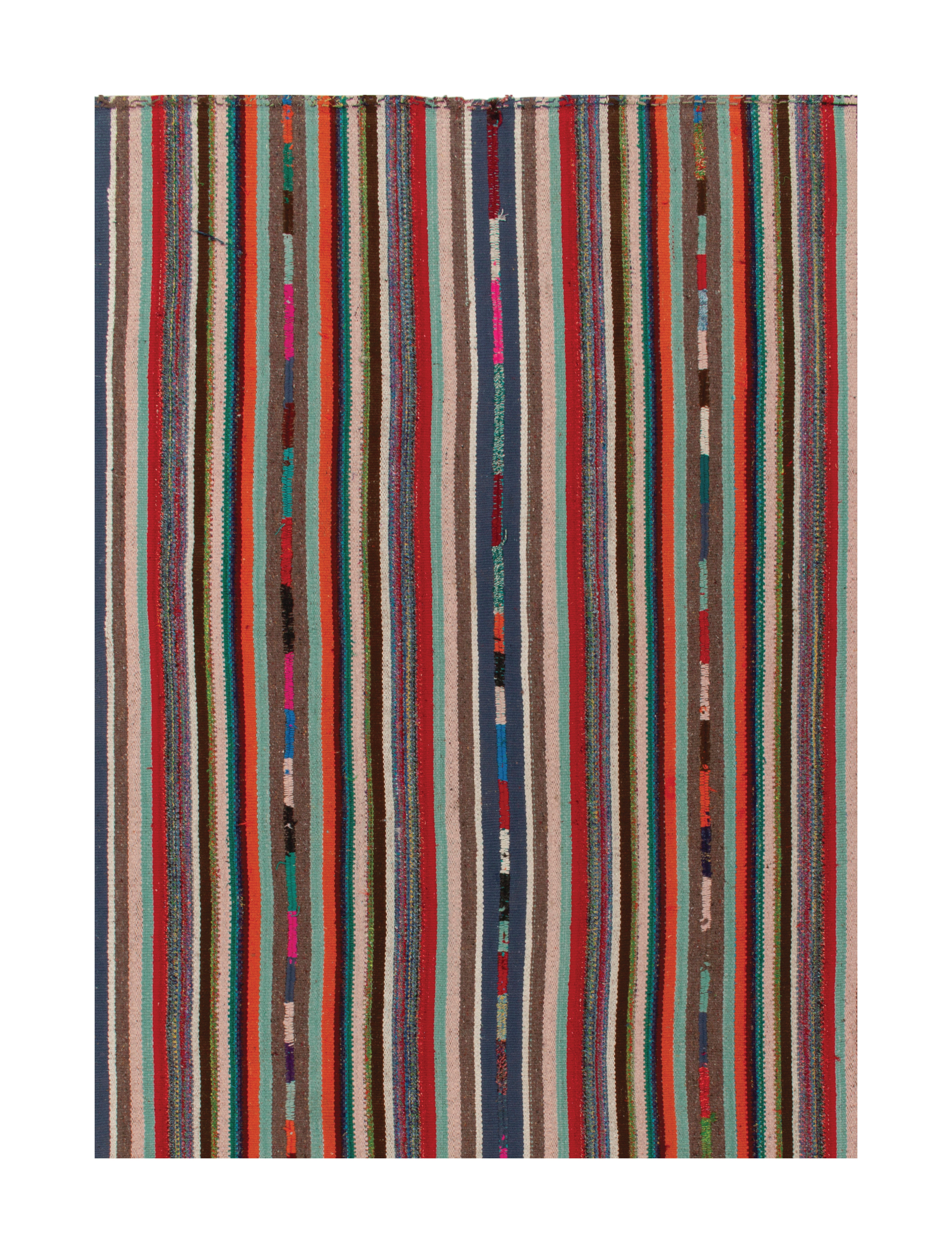 1950er Vintage Chaput Kilim Teppich in Streifenmustern, mehrfarbig von Rug & Kilim
