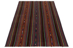1950s Vintage Chaput Kilim Style in, Multicolor Striped Patterns by Rug & Kilim
