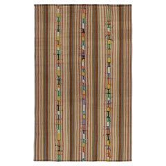 1950s Retro Chaput Kilim Style in Colorful Stripe Polychromatic by Rug & Kilim