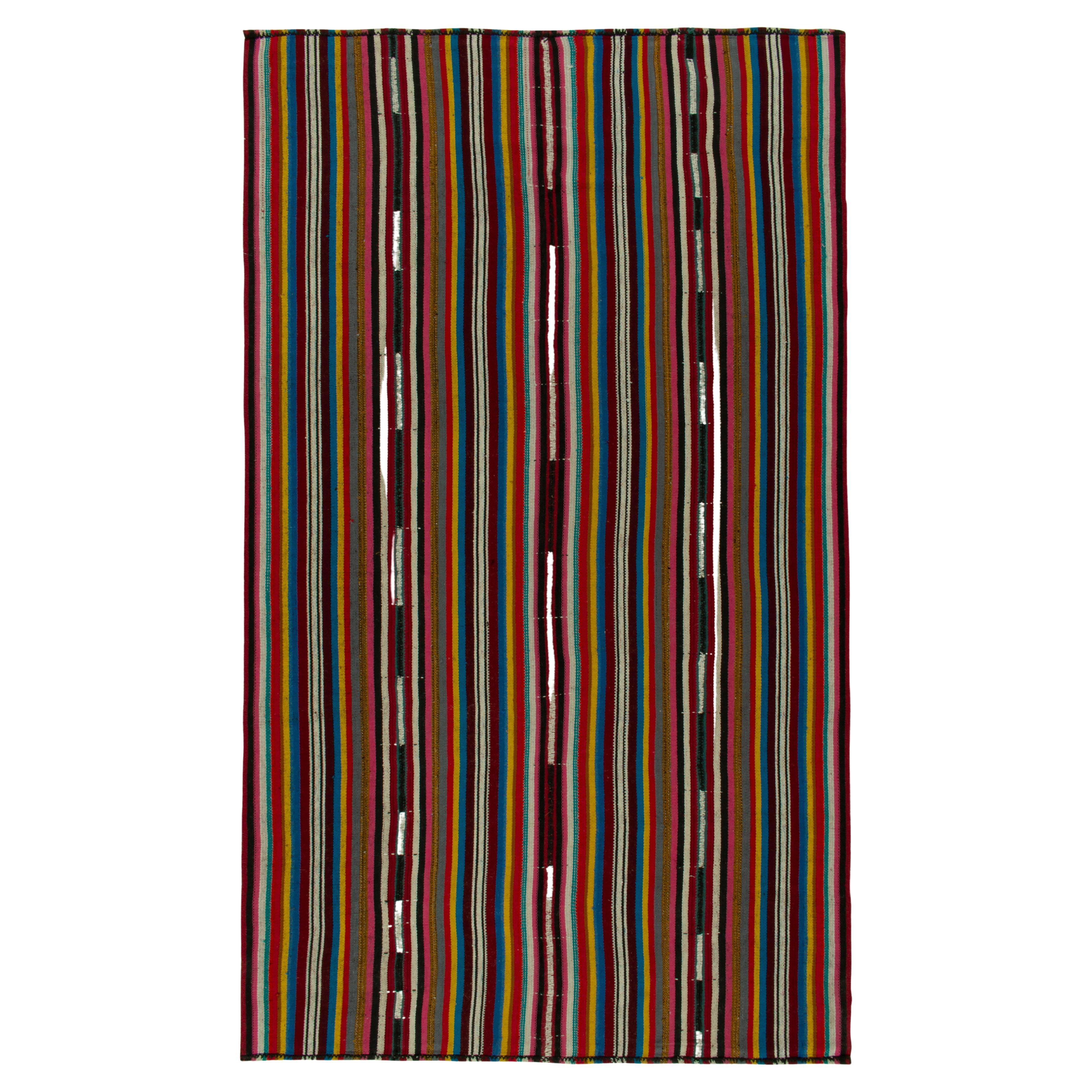 Vintage Chaput-Kelim-Stil aus den 1950er Jahren mit mehrfarbigen Streifen von Rug & Kilim