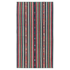 1950s Retro Chaput Kilim Style in Multicolor Stripe Patterns by Rug & Kilim