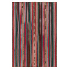 1950s Vintage Chaput Kilim Style in Multicolor Striped Pattern by Rug & Kilim