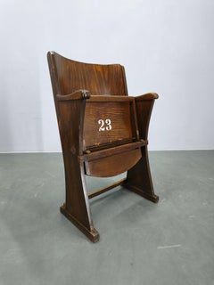 1950s Vintage Cinema Chair Beech Wood Theater Seat Armchair