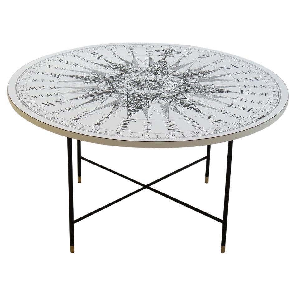 1950s Vintage Coffee Table Black White Sundial Compass Table Top S Dunn Clements