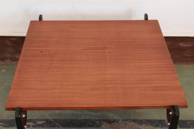 Mid-20th Century 1950s Vintage Teak and Iron Coffee Table in Scandinavian Style For Sale