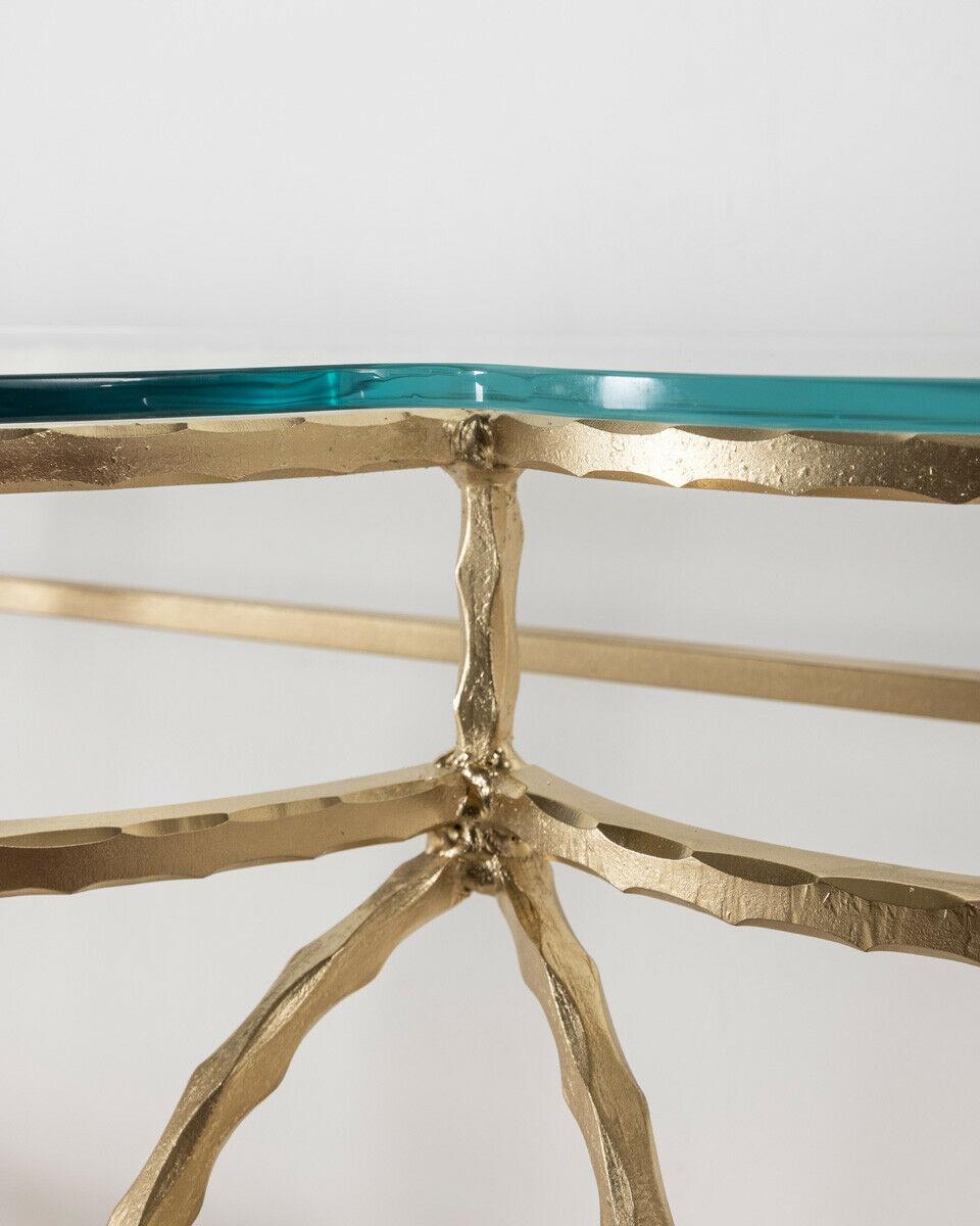 1950s Vintage Consolle Table in Gilded Iron and Glass Design, Modern Antiques In Good Condition In None, IT