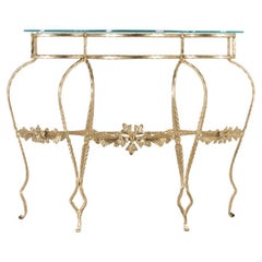 1950s Vintage Consolle Table in Gilded Iron and Glass Design, Modern Antiques