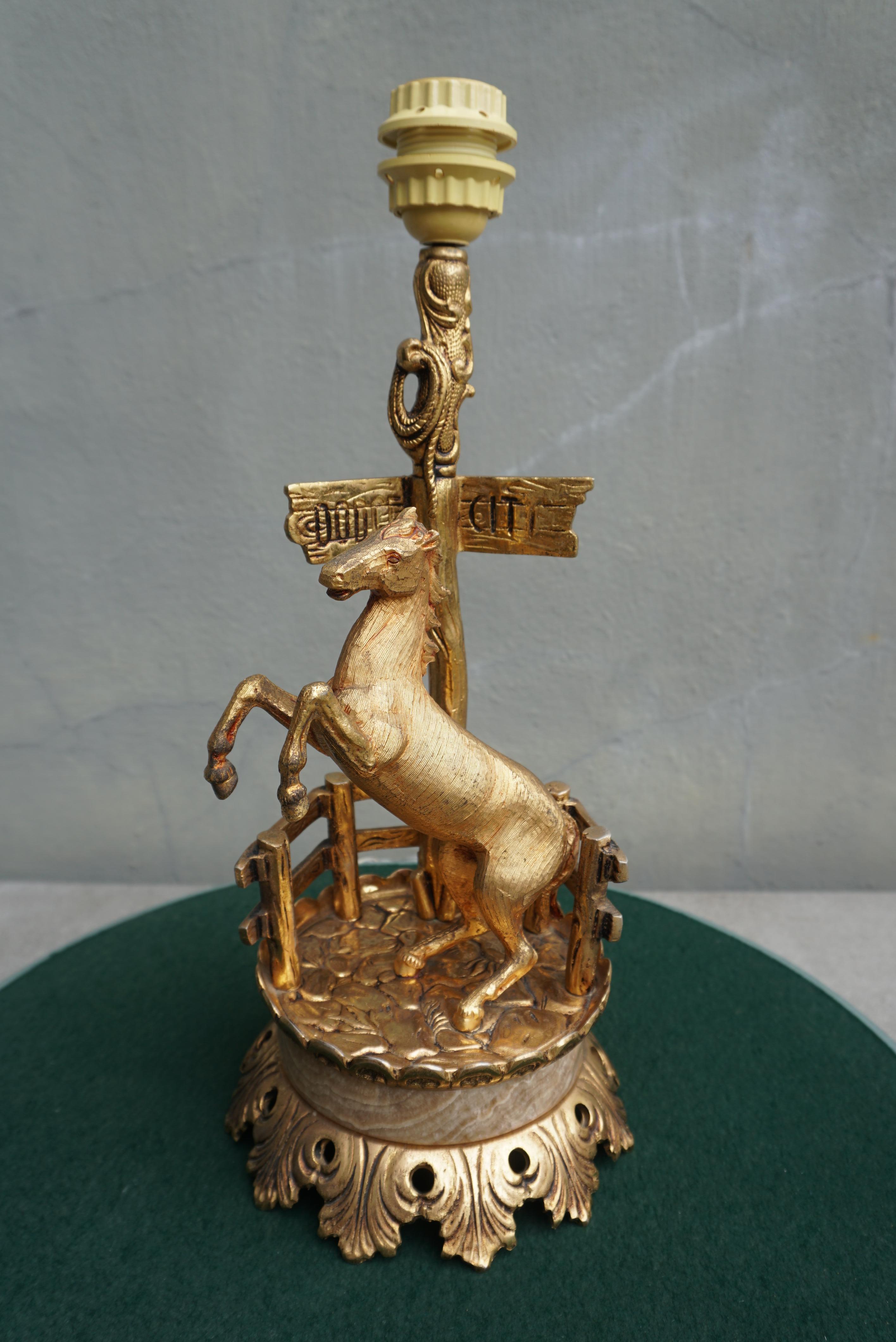 Belgian 1950s Vintage Cowboy & Horse Lamp For Sale