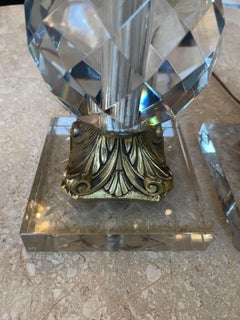 1950’s Vintage Crystal and Brass Lamps - a Pair