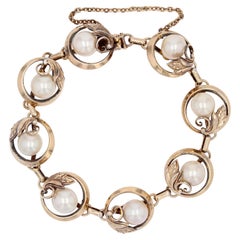 1950s Vintage Cultured Pearls Vermeil Bracelet