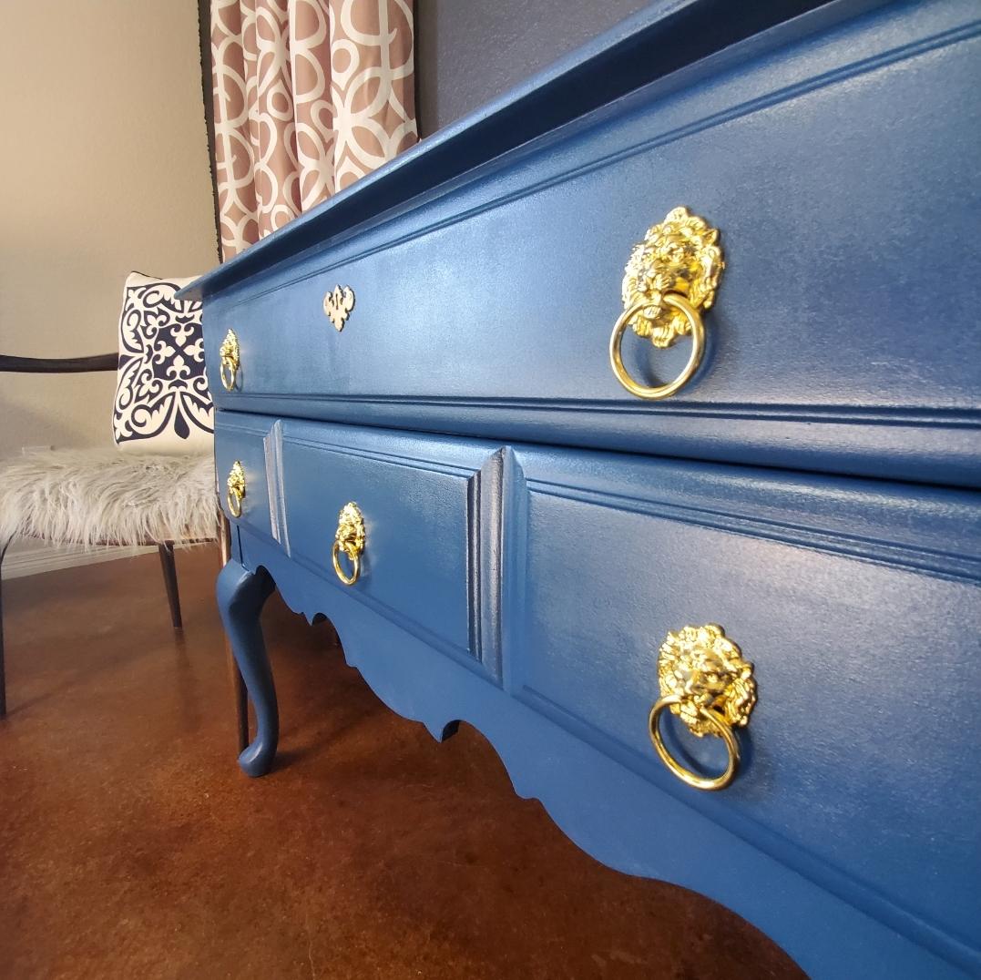 Unknown 1950s Vintage Custom Blue Painted Sideboard For Sale
