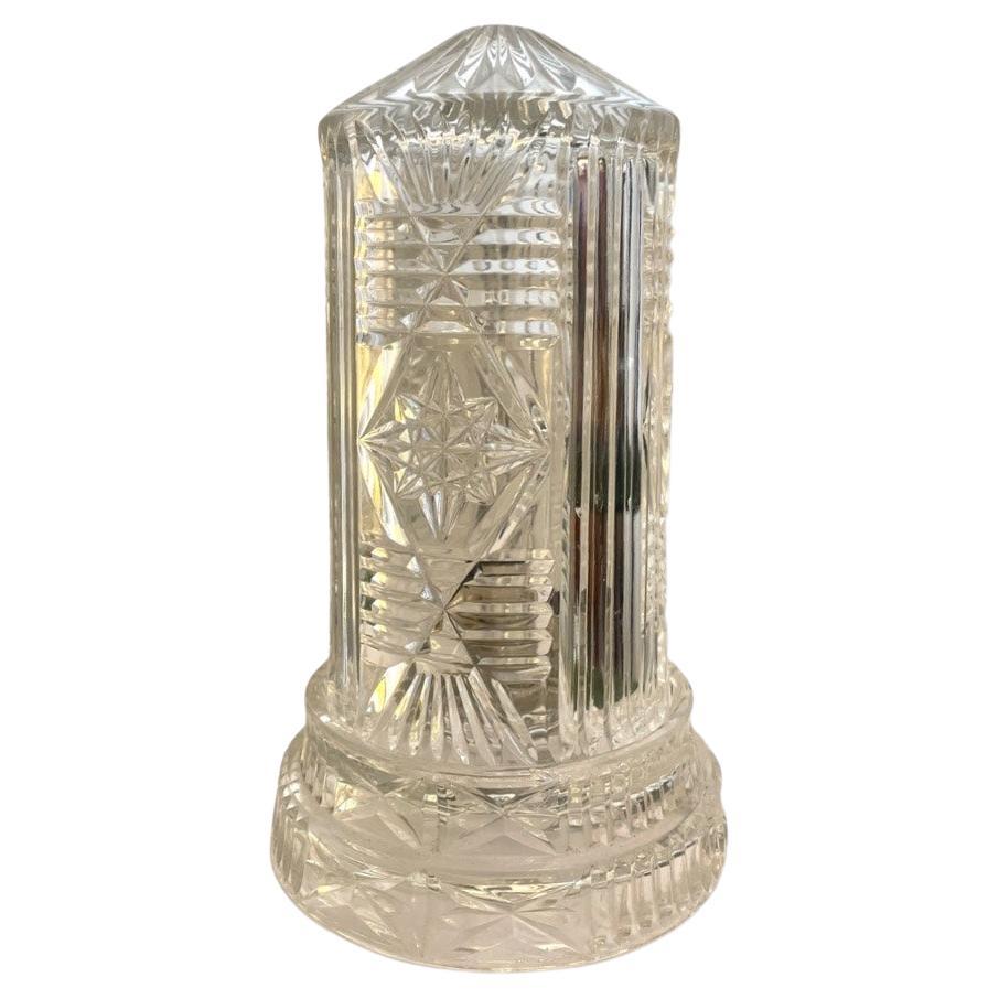 1950's Vintage Cut Crystal Tower Table Lamp For Sale