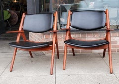 1950s Vintage Danish Sawhorse Lounge Chairs - A Set Of 2