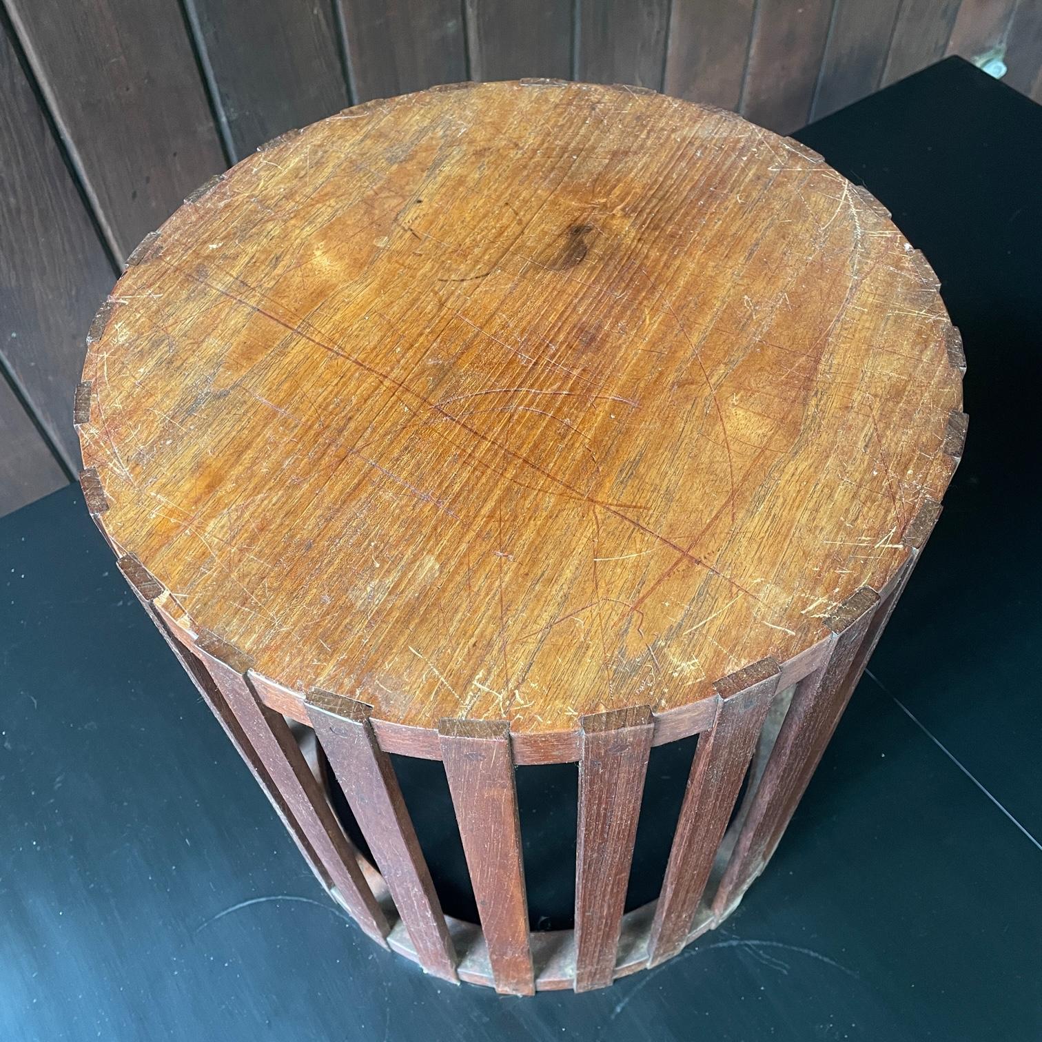 Veneer 1950s Vintage Danish style Craftsman Teak Pedestal Table Base Basket For Sale