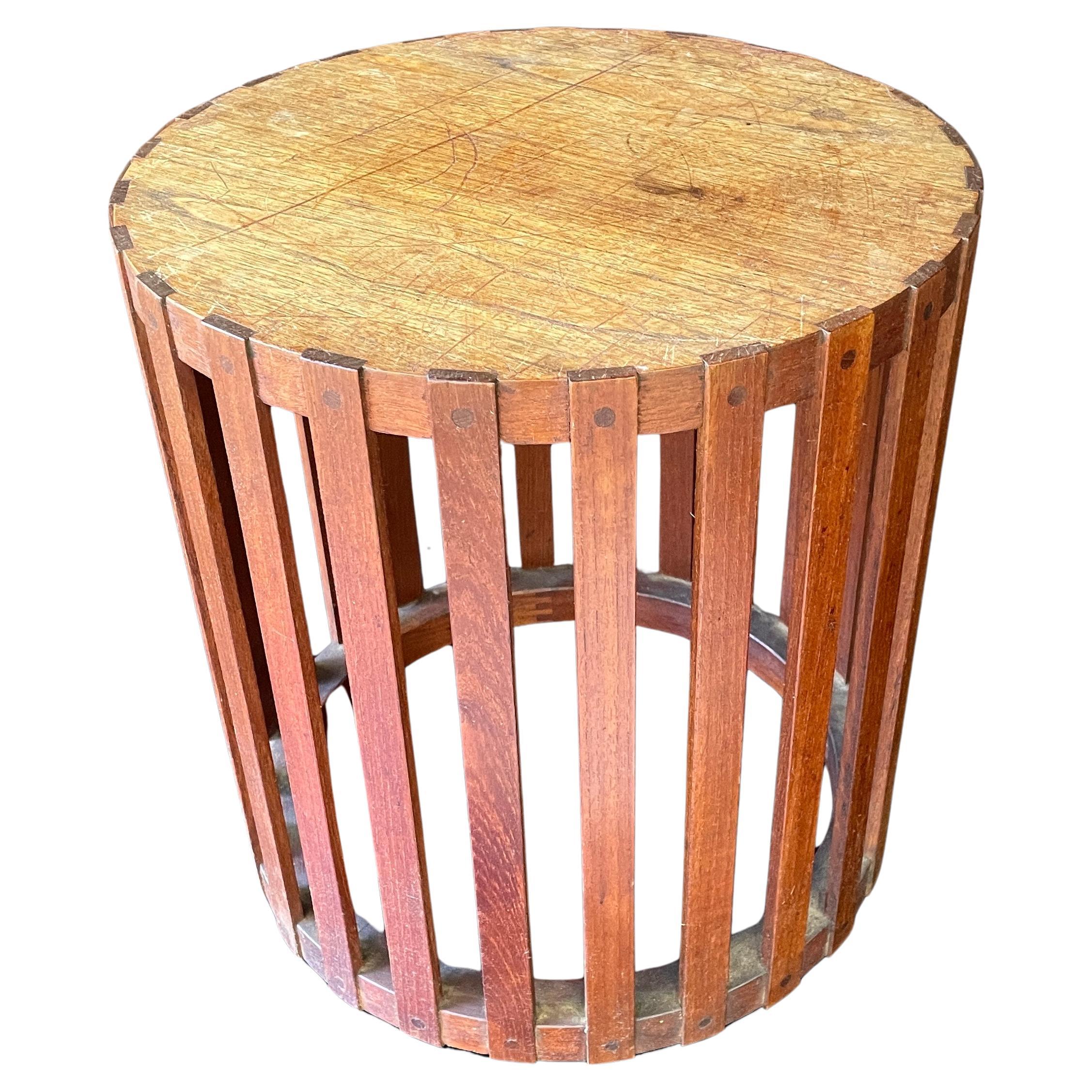 1950s Vintage Danish style Craftsman Teak Pedestal Table Base Basket For Sale