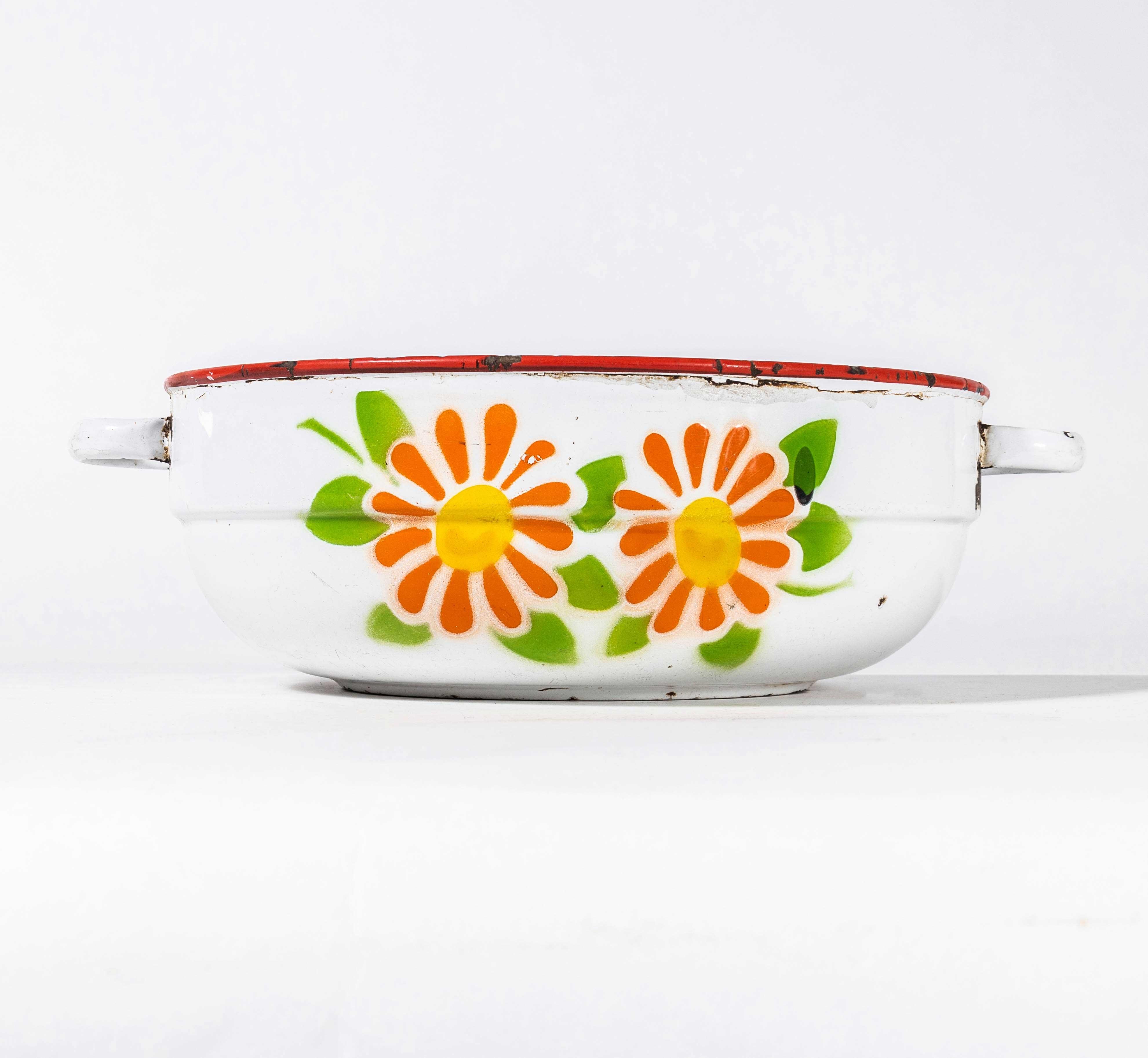 Cuencos esmaltados decorados vintage años 50 - Grandes Acero en venta
