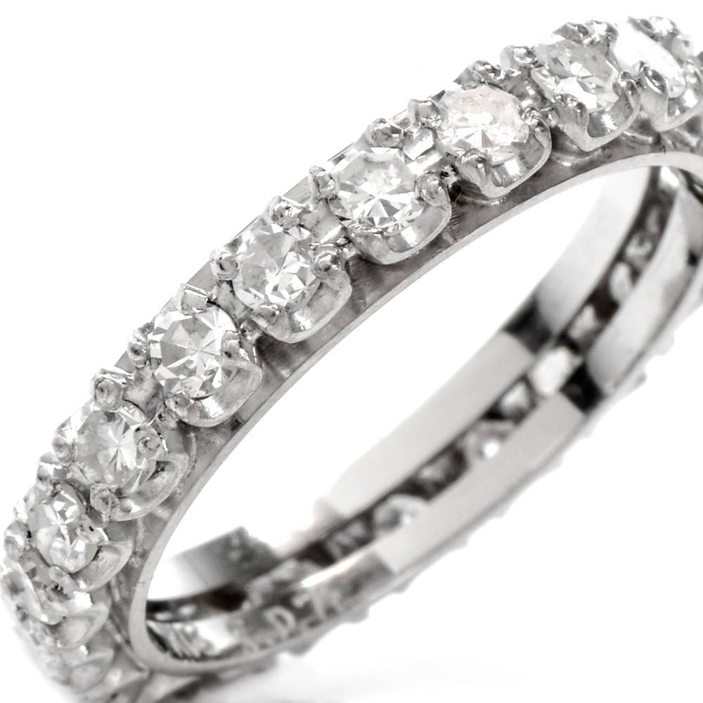 Art Deco 1950s Vintage Diamond 18 Karat White Gold Eternity Band Ring