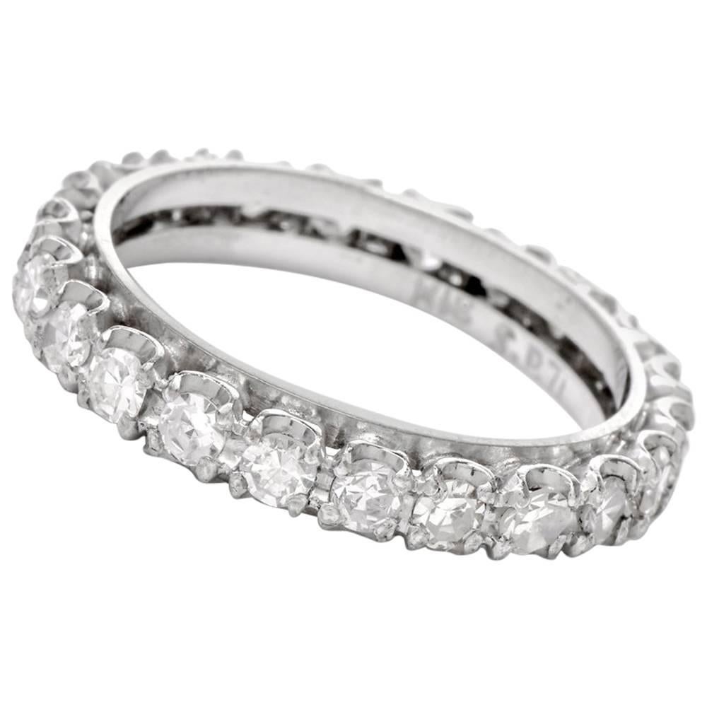 1950s Vintage Diamond 18 Karat White Gold Eternity Band Ring