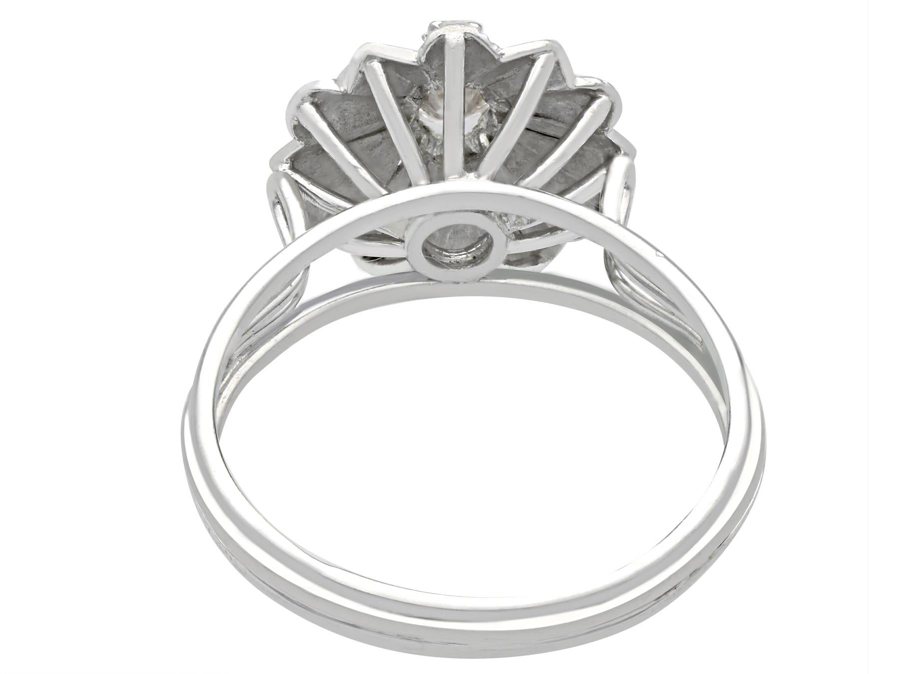 Round Cut 1950s, Vintage Diamond and White Gold Cocktail Ring For Sale