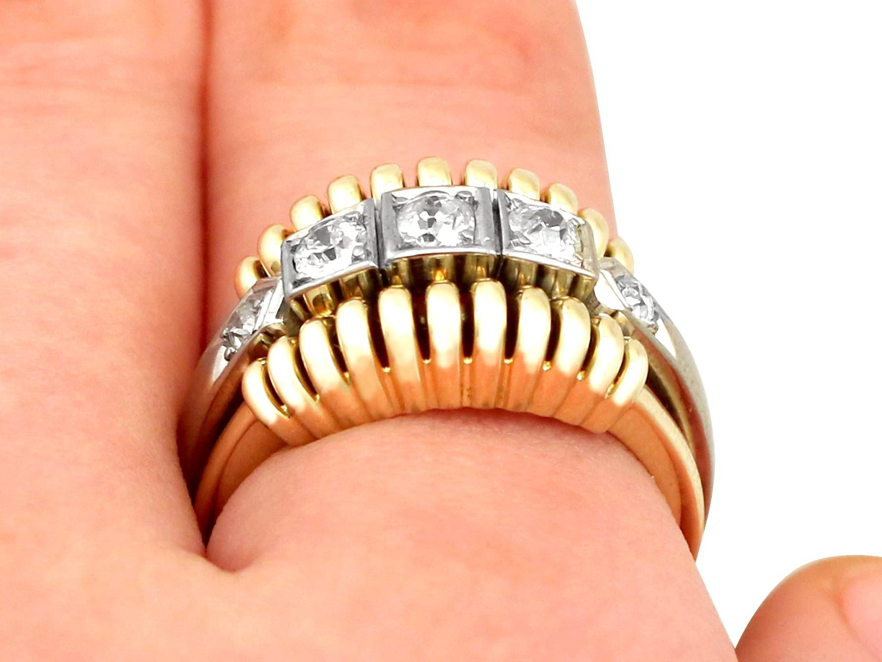 1950s Vintage Diamond and Yellow Gold Cocktail Ring For Sale 3