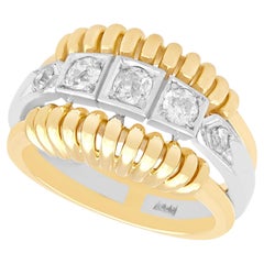 Anello da cocktail in oro giallo e diamanti vintage del 1950