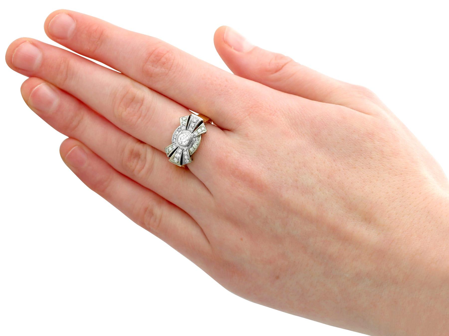 1950s Diamond and Yellow Gold Platinum Set Cocktail Ring In Excellent Condition For Sale In Jesmond, Newcastle Upon Tyne